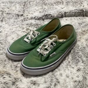 Vans Authentic Low Top Sneakers — Green with White Laces